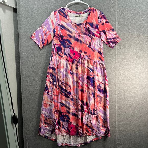 LOGO by Lori Goldstein Regular Printed Ravon Hi-Low Hem Dr Violet X-Small - Picture 1 of 13